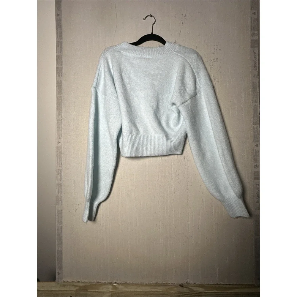 NWT Forever 21 Angel Hello Kitty Knit Blue Cropped Cardigan Sweater | Sz: S - Picture 8 of 12